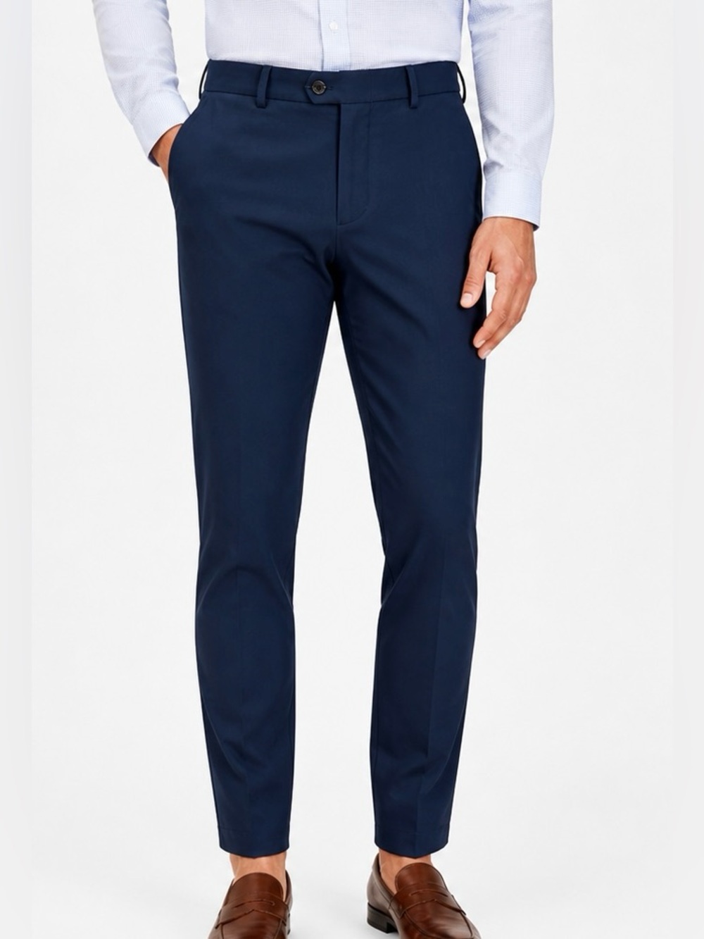 Peter Millar Crown Sport Blue Dress Pants 36x32 Flat Front Stretch